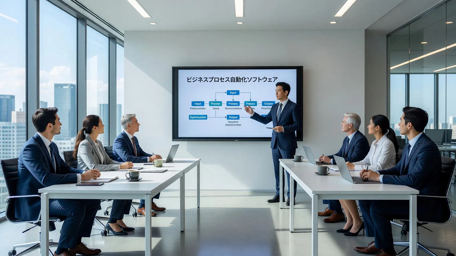 業務自動化について社内で研修を行う様子